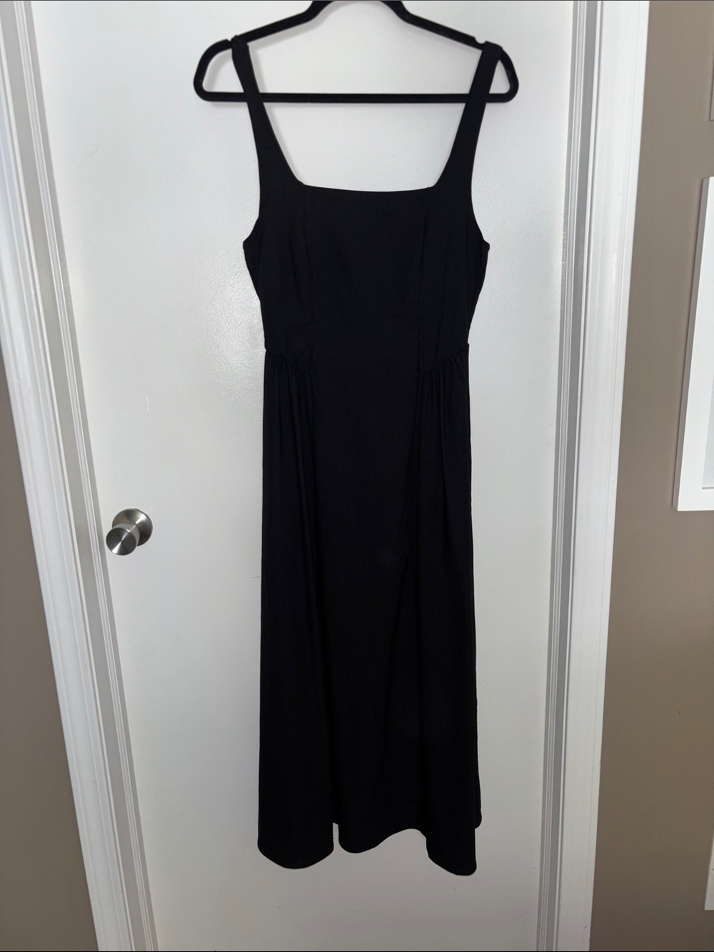 Timeless Black Square-Neck Midi Dress